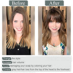 SEGO Hair Toppers for Women Real Human Hair for Thinning Hair, Clip In Topper with Front Bangs, Straight, 150% Density, Silk Base, 8 Inches,#6 Light Brown