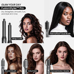 GLAMUP® FusionPro™ 6 in 1 Hot Air Styler- Wrap Curler & Thermal Brush Straightener, High Speed Hair Dryer, Round Brush, Volumizer, Hair Styling Gift Set with Travel Bag, Blow Dryer Brush