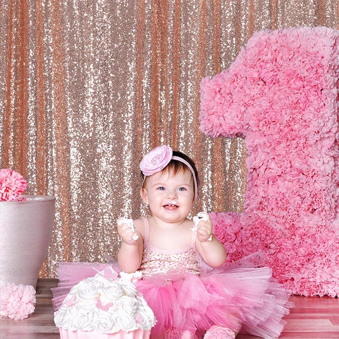 Eternal Beauty Rose Gold 3mm Sequin Backdrop 6x8 Ft - Image 4