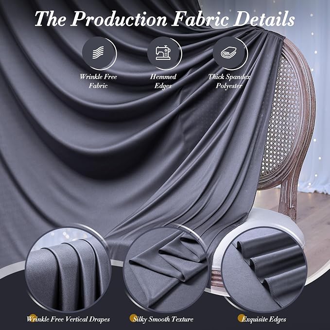 30 ft x 10 ft Wrinkle Free Charcoal Backdrop Curtain - Image 6