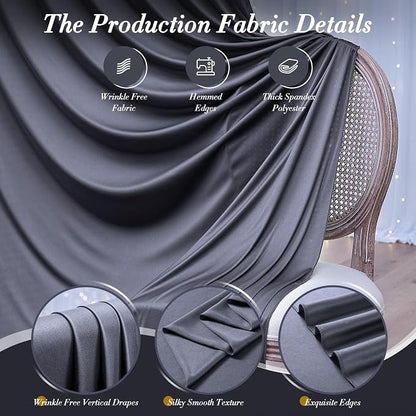 30 ft x 10 ft Wrinkle Free Charcoal Backdrop Curtain - Image 6