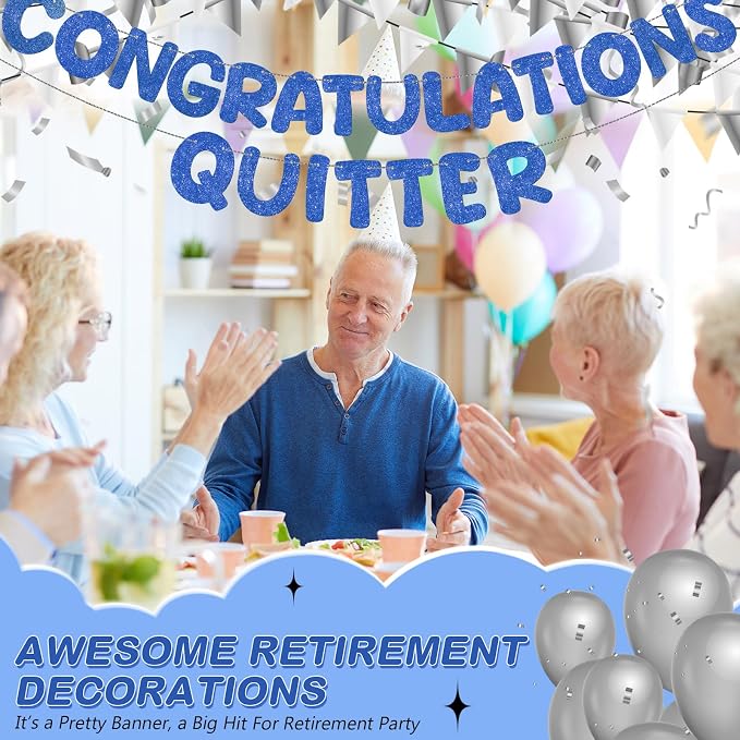Fulmoon Pre Strung Congratulations Quitter Glitter Banner Funny Retirement - Image 6