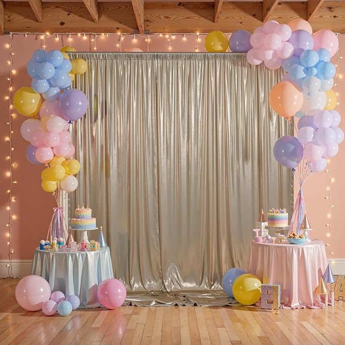 20x10ft Thick Champagne Glitter Backdrop Curtain Panels - Image 5