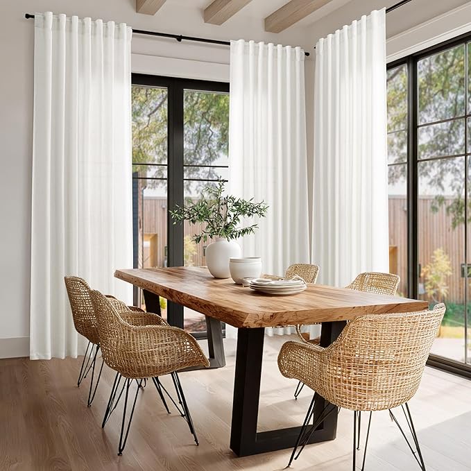 Beige White Linen Curtains 84 Inches Long - Image 7
