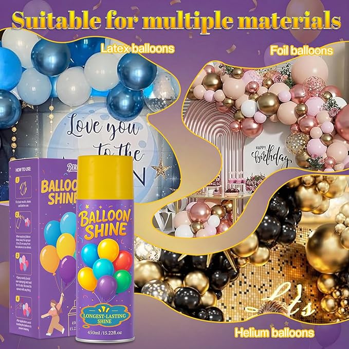 Balloon Shine Spray for Party : 15 oz Balloons Spray Silicone | Christmas - Image 5
