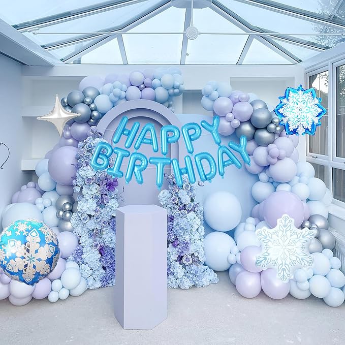 29PC Blue Winter Happy Birthday Balloon Banner, 16Inch 3D Aluminum Letter - Image 5