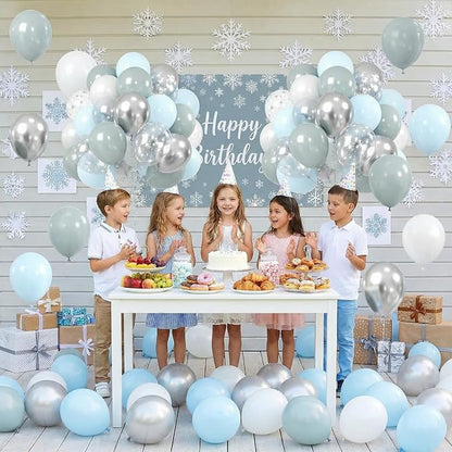 Dusty Blue Party Balloons, 12 Inch Star Printed Transparent Latex Balloons - Image 5