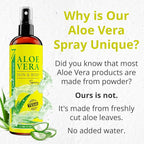 Seven Minerals, Organic Aloe Vera Spray for Body & Hair - From Freshly Cut Aloe Plant, Extra Strong, Easy to Apply, No Thickeners So It Absorbs Rapidly, No Sticky Residue - Made in USA (Big 12 fl oz)