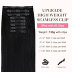 GOO GOO Clip in Hair Extensions Real Human Hair, Remy Human Hair Extensions Clip ins for Women, Natural Human Hair, 14inch 130g 9Pcs, 1 Jet black