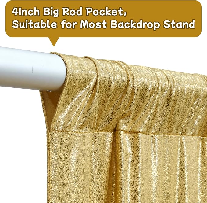 10ftx10ft Thick Gold Glitter Backdrop Curtain Panels - Image 7