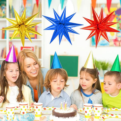60 Pcs Star Balloons Explosion 12 Point Foil Cone Balloons Magic Balloon Large - Image 2