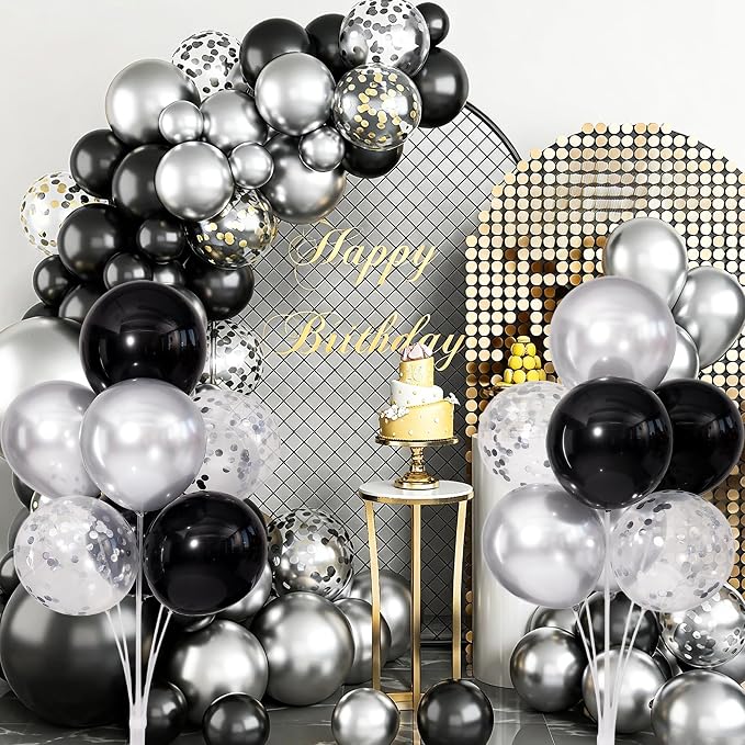 Black and Silver Balloons Table Centerpieces Stand Kit - Image 5