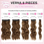 Clip in Hair Extensions for Women, 20 Inch Light Brown Hair Extensions Mix Blonde, 8PCS Curly Seamless Clip Ins Wavy, Synthetic Lace Weft Hairpieces for Daily Party Use