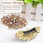 Luxury Gold-plated Rhinestone Hair Barrette for Women, Large Flower Jewelry Design (Colorful)