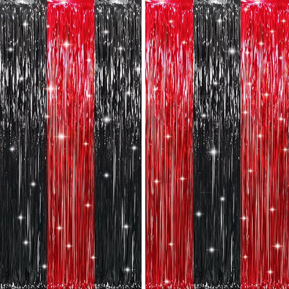 GOER 6.4 ft x 8.2 ft Metallic Tinsel Foil Fringe Curtains, Graduation by GOER