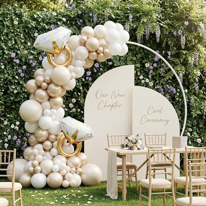 Pearl White and Gold Balloons - Image 5