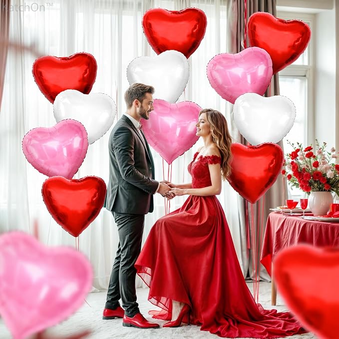 KatchOn Heart Balloons Decorations 18 Inch, Valentines Day Decorations - Image 3