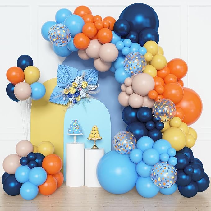 Amandir 153pcs Blue Orange Balloon Garland Arch Kit Different Sizes | 18 12 10 by Amandir