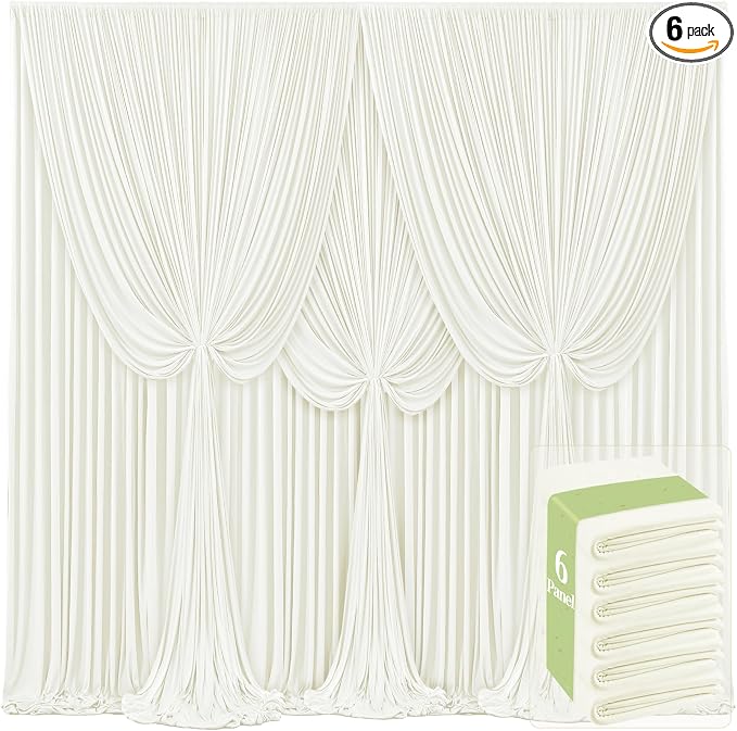6 Panels Ivory Backdrop Curtains by Tao-GePartyDecorations