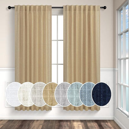 Burlap Color Curtains 63 Inch Length by Pitalk