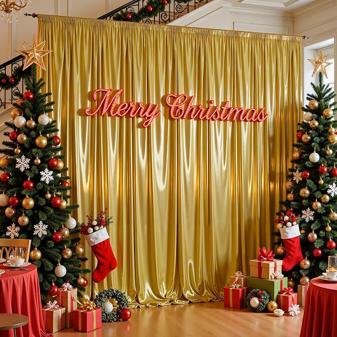 40x10ft Dark Gold Glitter Backdrop Curtain - Image 5
