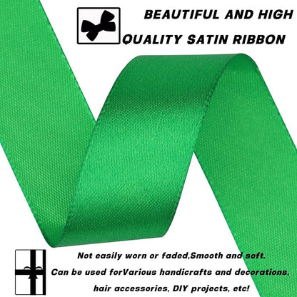 7/8 Inch 30 Yards Green Satin Craft Ribbon-Single Face Polyester Ribbon - Image 3