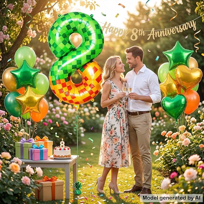 40 Inch Pixelated Number 8 Foil Balloon - Image 4