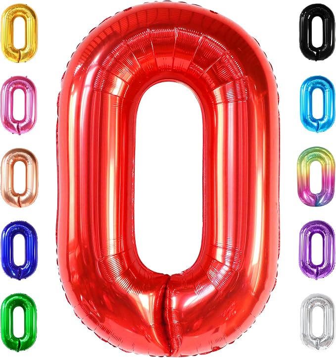 KatchOn Red 0 Balloon Number 40 Inch | 0 Digit balloon, Number 0 balloons by KatchOn