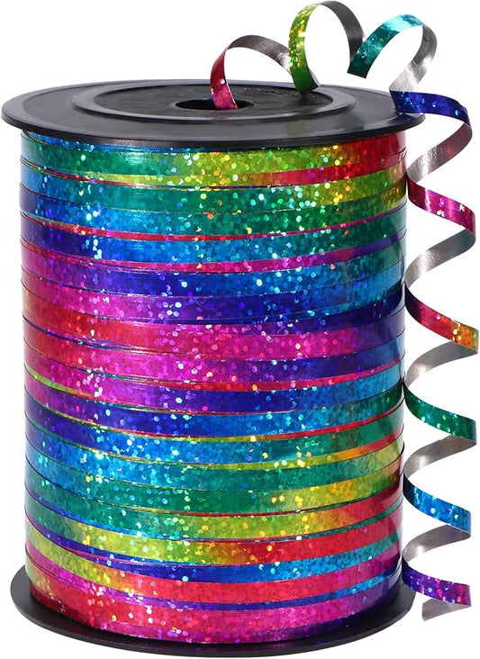 500 Yard Rainbow Ribbon Curling, Balloon Ribbon-Balloon String, Shiny Metallic by OMISELIO
