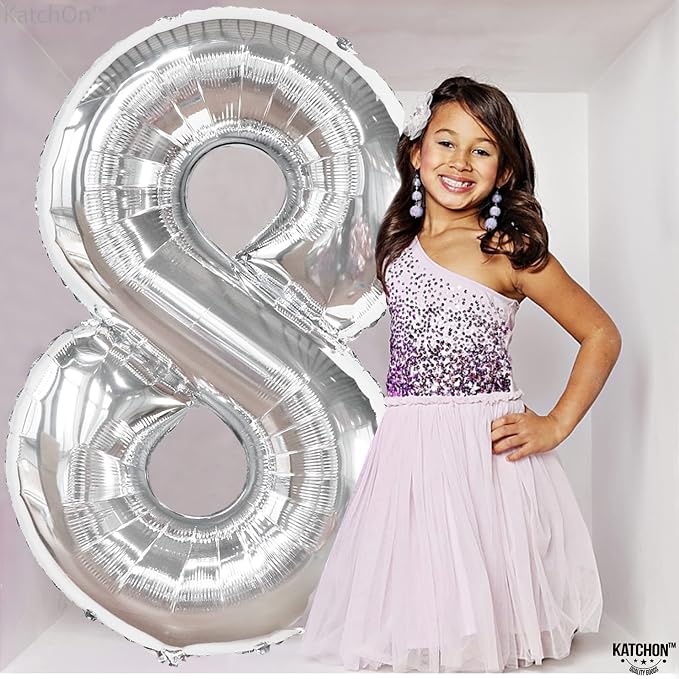 KatchOn, Giant Silver Number 8 Balloon - Image 3