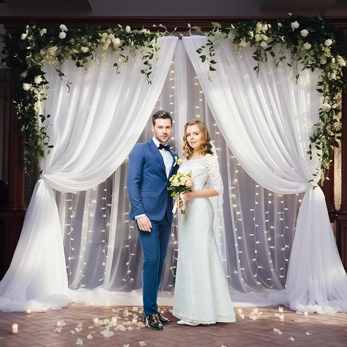 10x10ft White Tulle Backdrop Curtain - Image 4