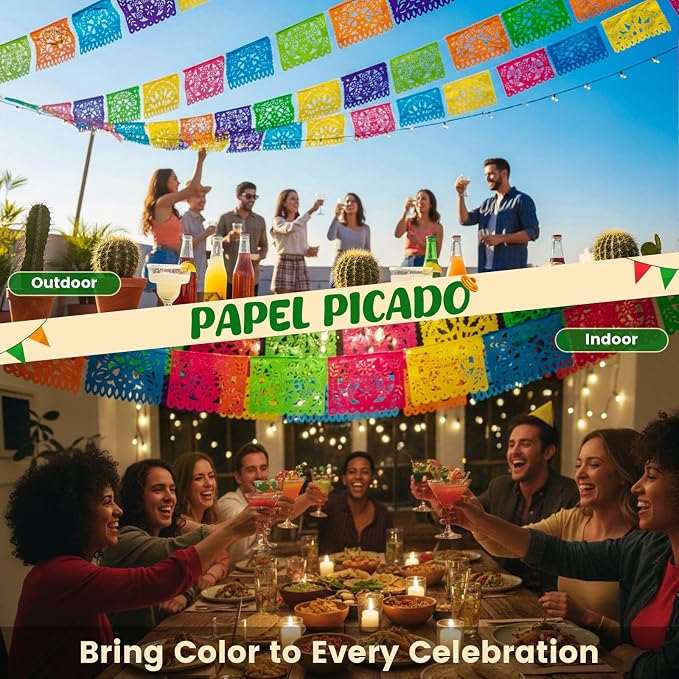 DOMESTAR 2 Packs 36 FT Mexican Party Banner, Fiesta Party Decoration | Papel - Image 3