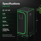 VIVOSUN S276 32"x32"x63" Grow Tent, High Reflective Mylar with Observation Window and Floor Tray for Hydroponics Indoor Plant for VS1500