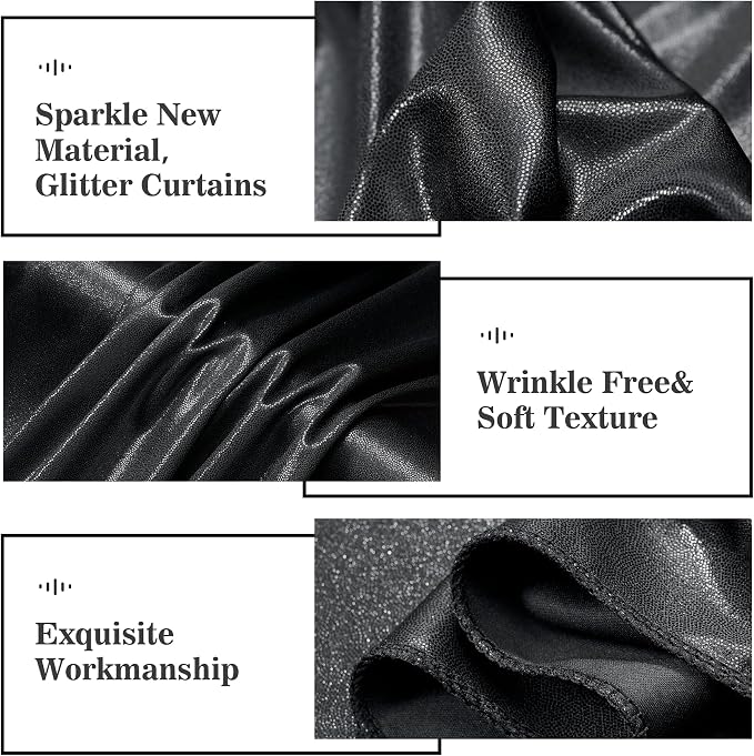 Outpain Thick 30 ft x 10 ft Black Sequin Backdrop Curtain - Image 4