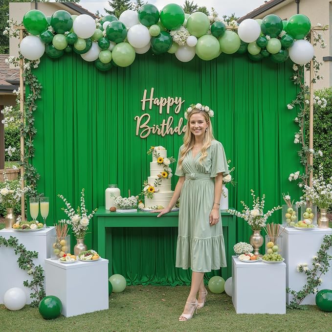 10 ft x 10 ft Wrinkle Free Green Backdrop Curtain - Image 6