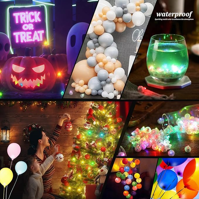 200pcs Multicolor LED Balloon Light, Rainbow Colored Round Led Flash Mini Ball - Image 6