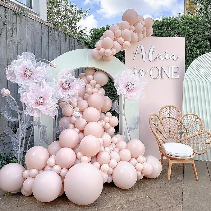 Pastel Orange Double Stuffed Balloons Different Size 115Pcs 5/10/12/18" Peach - Image 4
