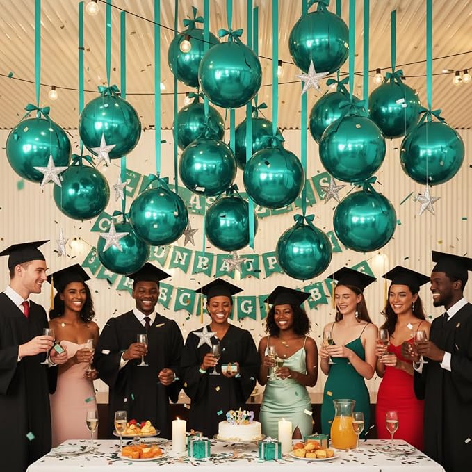Jenaai 30 Set Round Foil Balloons Bulk 22 Inch 4d Metallic Giant Balloons Set - Image 7