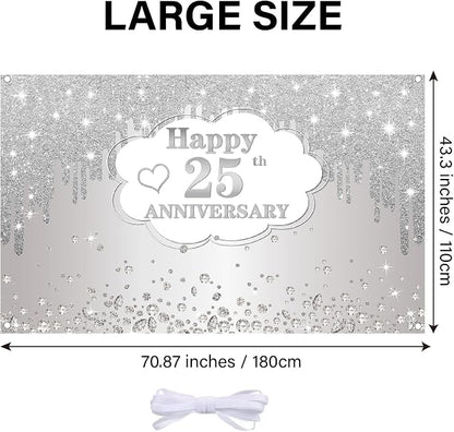25th Wedding Anniversary Banner Decorations, 72.8x43.3 inches - Image 5