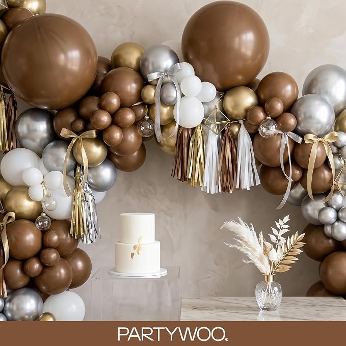 PartyWoo Brown Balloons 100pcs Boho Coffee Tan Fall Color 18 12 10 5 Inch | 18 - Image 9
