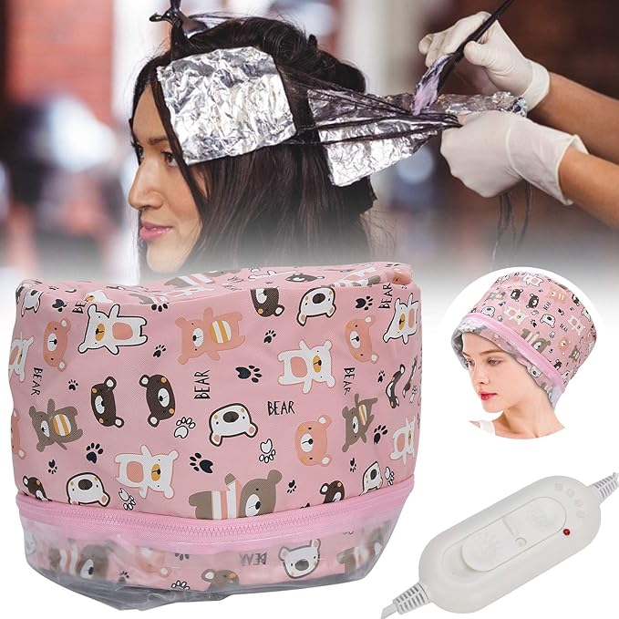 Heat Cap for Hair Deep Conditioning, Electric Hair Heating Cap Adjustable Oil Treatment Steamer Hat Detachable Hair Care Toolus Plug 110V