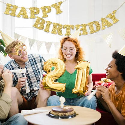 Gold Happy Birthday Banner Birthday Party Decorations Happy Birthday Banner - Image 5