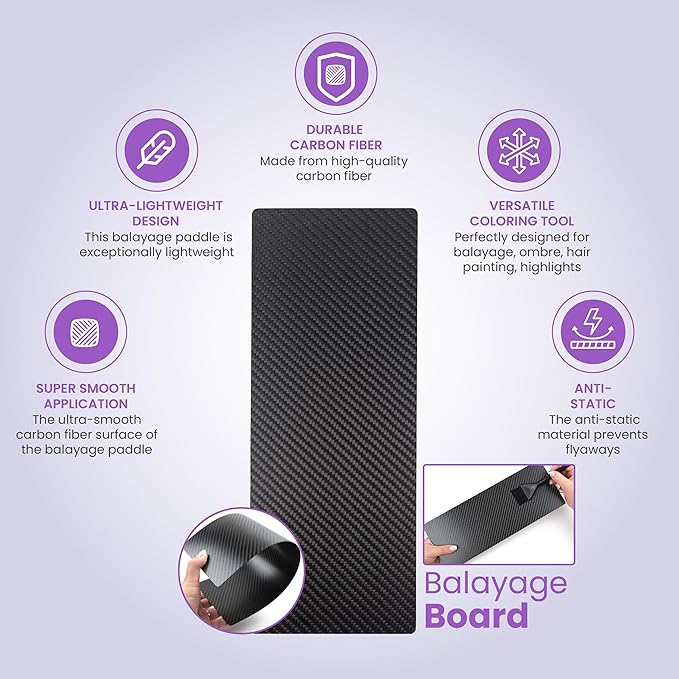 Long Balayage Board - Ultra-Lightweight Carbon Fiber Hair Board - 5" x 15.75" - Balayage Paddle for Hair Stylists - Ombre, Hair Painting, Free Form Coloring and Foils