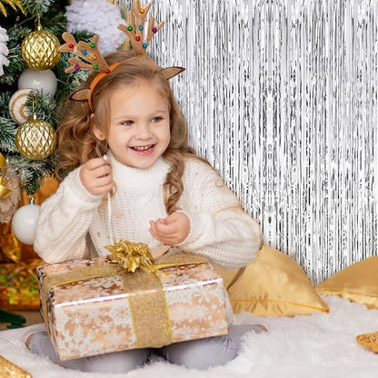 10 Pack Silver Foil Curtain Backdrop 3.2ft x 9.8ft Metallic Tinsel Foil Fringe - Image 6