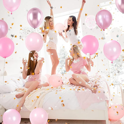 Pink Balloons Set, 60 Packs 12 Inch Metallic Chrome Pink Pearl Macaron Light - Image 3