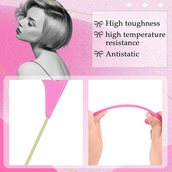 Patelai 30 Pieces Rat Tail Combs Bulk, Hair Teasing Fine Tooth Pintail Combs Braiding Hair Styling Tools with Steel Pin for Stylists Salon Teasing Sectioning Coloring Detangling(Pink and Gold)