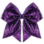 Large Glitter Cheer Bows Clips, Jumbo Big 7 Inch Cheerleading Sequin Hair Bow Hair Accessories for Teens Girls Football Sports Cheerleader Outfit Uniform (Dark Purple)
