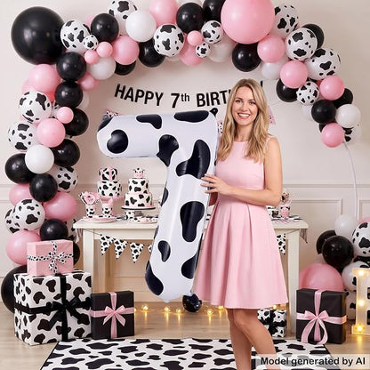 40" Cow Print Foil Number 7 Balloon - Image 4