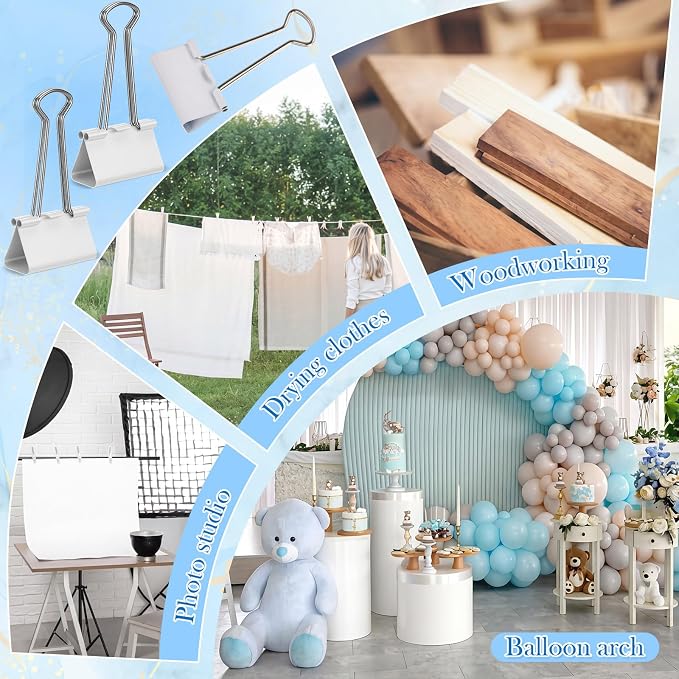 108 Pcs Balloon Arch Kit, 10 White Binder Clips, 50 Clear 260 Balloons | - Image 5