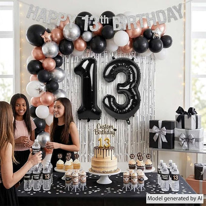 Black Number 13 Balloon 40 Inch, Foil Numeral - Image 3